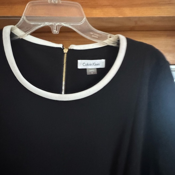 Calvin Klein Long Sleeve Black Dress with White Trim - Picture 8 of 10